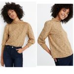 Madewell  Gathered Sleeve Mock Neck Knit 3/4 Sleeves Pullover Heather Tan Top S Photo 1