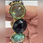 Chico's Green and Gold Statement Bracelet with Linked Gemstones Photo 1