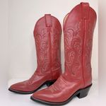 Justin Boots Justin Vintage Mid-Calf Pink Leather Embroidered Cowboy Boots Size 6 EUC Photo 2