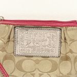 Coach  Poppy Jacquard Monogram Signature Small Wristlet Beige Pink Zip Pouch Bag Photo 1
