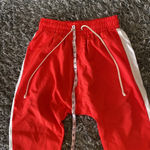 None Red nylon drop crotch joggers fully lined Photo 4