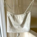 Good American Cream Leather Tie Front Crop Camisole Photo 0