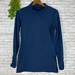 Zuda Muted Steel Blue Ruched Turtle Neck Active Long Sleeve Size XXS Photo 0