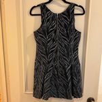 Free People  Black Gray Zebra Chenille Drop Waist Mini Dress Size 2 Pockets Photo 12