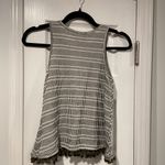 W5  Anthropologie Size XS Olive Green White Stripe Tassel Hem Sleeveless Tank Top Photo 3