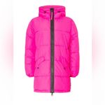 OOF Pink Puffer Coat Hooded Neon Ski Snowboard Puffy Coat Bright Neon IT46 10 Photo 2