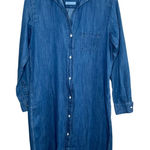 Grayson by Frank and Eileen Womens Cotton Chambray Midi Blue Shirt Dress XS Photo 0