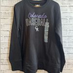 Genuine Merchandise NWT! Women’s Colorado Rockies Baseball black crew neck sweatshirt Large Photo 0
