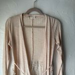 A’Reve Beige Open Knit Lace Hem Cardigan Boho Cottagecore Ruffle Coquette Size M Size M Photo 1