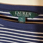 Ralph Lauren Lauren Striped Cotton Elbow Patch Long Sleeve Top Navy Size XL Photo 1