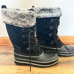 Khombu Boots Womens 7 Black Ellie Lug Sole Faux Fur Lined Mid Calf Waterproof Photo 1