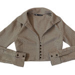 ZARA  Houndstooth Cropped Blazer Jacket Long‎ Sleeve Button Down Women's XS Photo 0