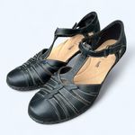 Clarks Womens Wendy Alto Black Leather T Strap Fisherman Comfort Sandal sz 10 M Photo 0