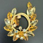 Vintage Unsigned Juliana Yellow Amber Rhinestone Crystal Open Back Brooch 22g. Photo 2