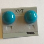 KMT Vintage Teal Round Boho Retro Stud Earrings Blue Photo 2