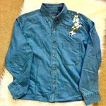 Vintage Outrageous Sports Denim Holiday Christmas Snowman Button Down Shirt M Blue Size M Photo 1