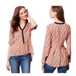 Anthropologie Vanessa Virginia womens 2 xs extra small orange tiger shirt top cu Photo 1
