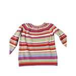 David Brooks Multicolor‎ Striped Sweater With Crocheted Neckline Long Sleeves PM Pink Size undefined Photo 2