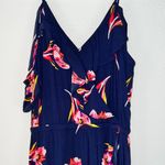 EXPRESS NWT Blue Floral Print Cold Shoulder Faux Wrap Dress Photo 1