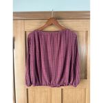 Free People 3/4 Puff Sleeve Scoop Neck Textured Blouse Mauve Women’s size Small Photo 4