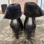 Anne Klein Black Leather Faux Fur 3" Heeled Ankle Boots Size 7 Photo 3