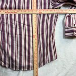 Chico's  2M Bordeaux Striped Purple Buttoned Top Stretch Preppy Office Work Brunch Photo 5