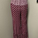 Chelsea and Violet  burgandy/white bell bottom tie waist lounge pants Photo 1
