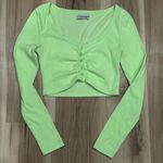 Urban Outfitters Sherry Shirred Cardigan Lime Green Neon Women’s Small Photo 1