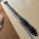 Vintage 90s Black Vegan Leather Silver Studded Belt Size XS Photo 3