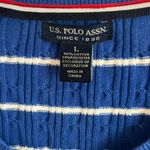 U.S. Polo Assn. blue white striped cable knit V-neck sweater Large Photo 1