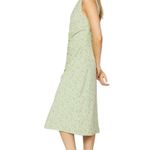 Love, Whit Pistachio Green Petite Floral Ruched Midi Dress High Slit Open Back L Size L Photo 1