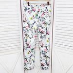 OVI Floral Cotton Mid Rise Ankle Skinny Pants White Multi Small Photo 1