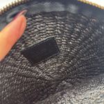 Clare V. Black Woven Raffia Circle Clutch Gold Lips Detail Summer Vacation Bag Photo 6
