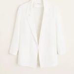 Mango Textured Unstructured Blazer in White Photo 2