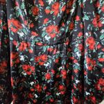 AUDREY PARKS Floral Square Neck Long Sleeve Midi Dress‎ Womens Medium Black Red Photo 1