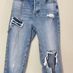PacSun  High Rise Straight Distressed Light Wash Raw Hem Jeans Womens 24 90s Photo 3