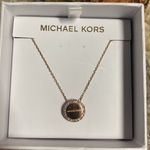 Michael Kors NWT  Gold Tone Steel Disc Pendant 18in Necklace Photo 0