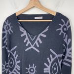 New Collection Italy Angora Blend Pullover Light Sweater tight Knit Abstract S/M Black Photo 1