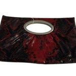 EXPRESS  hand bag purse clutch red black faux snakeskin silver tone NWOT Photo 0