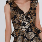 River Island Synthetic Petite Black And Gold Jacquard Skater Dress size 10 NWOT Photo 0