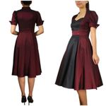 Red Satin Pin Up Swing Dress, Size XL, New without Tag Black Photo 2