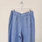 1. State [] Blue White Striped Linen Blend High Rise Wide Leg Crop Pants Sz Large Photo 3