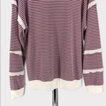Brigitte Brianna Sexy Modest Mauve Cream Striped Ruffle Sleeve Sweatshirt Large Purple Photo 6