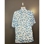 Escada Shirt Womens 50 Blue White Leaf Print Button Up Short Sleeve Casual Top Size XL Photo 3