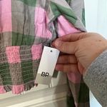 BP . Womens Crop Top Pink Buffalo Plaid Long Sleeve Puff Scoop Neck Smocked SZ S Photo 1