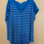 Adrienne Vittadini Blue And White Shirt Woman’s Size XXL Photo 0