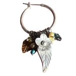 Vtg Sterling Silver Hoop Earrings Dangles Acrylic Flower Leaf 2" Estate 9.27g Photo 1