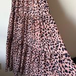 MELLODAY NWT XS Maxi Dress Leopard Print Pink Black Scallop Neckline Ruched Back Photo 9