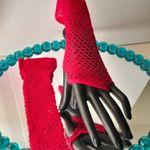 Fingerless Fishnet Gloves Red Photo 2
