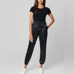 BLANK NYC  Women's Black Faux Leather Jogger Pants Drawstring Elastic Waist‎ Sz 26 Photo 1